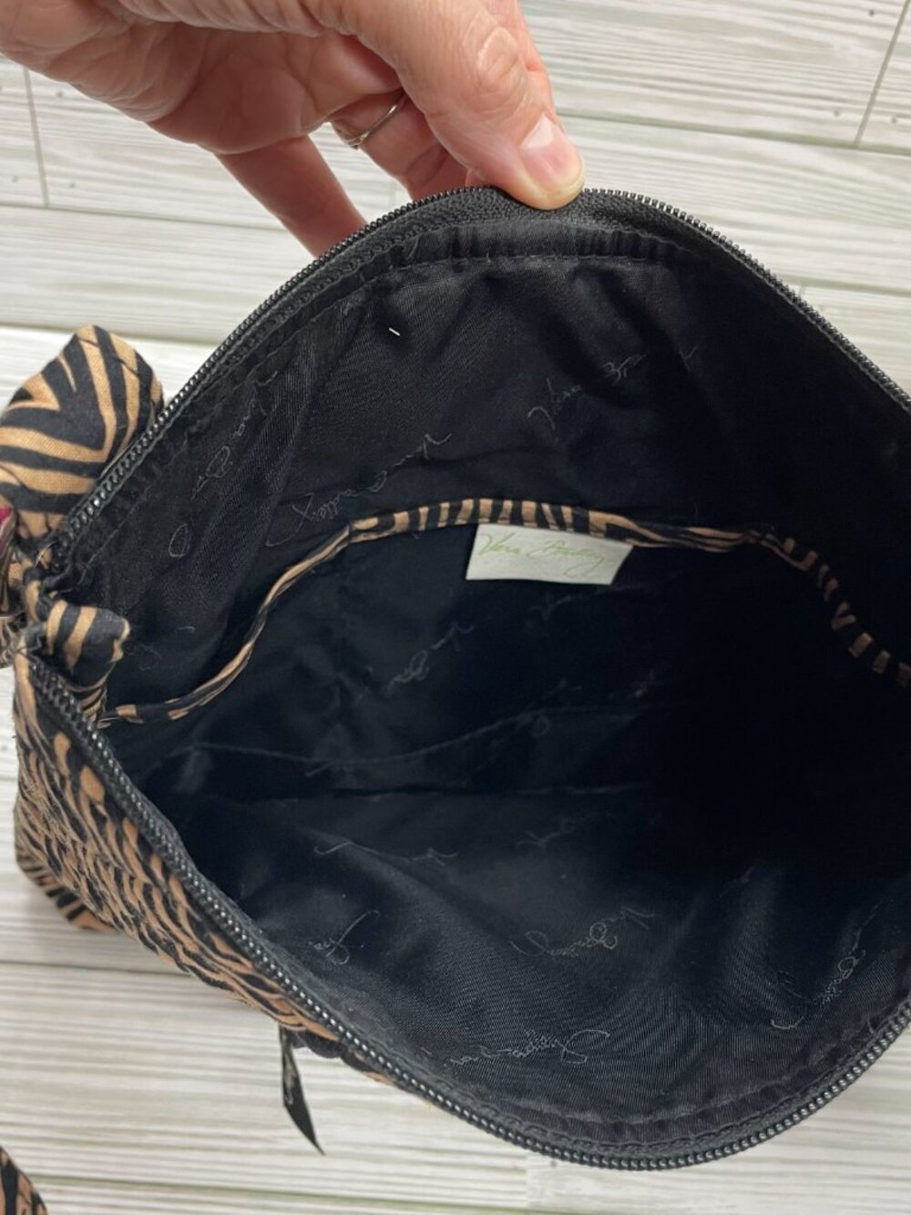 Vera Bradley Brown Black Zebra Pattern Cotton Crossbody Purse Bag - Picture 7 of 10